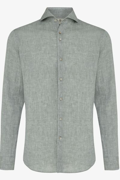Linnen overhemd Fashion-Fit Groen Melange