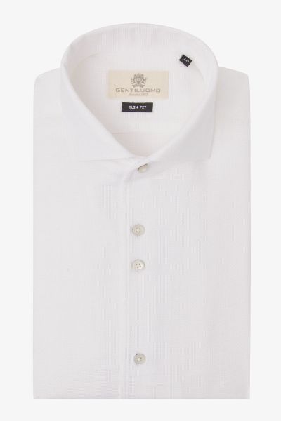 Overhemd Slim-Fit Wit Structuur