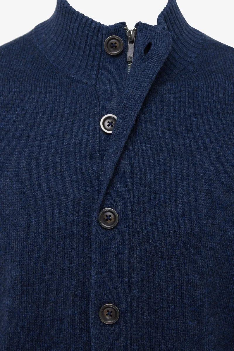 CARDIGAN 8 BUTTONS ZIP - Blauw